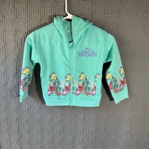 Disney Princess Full Zip Sweater Girls 5 The Little Mermaid Green Hoodie